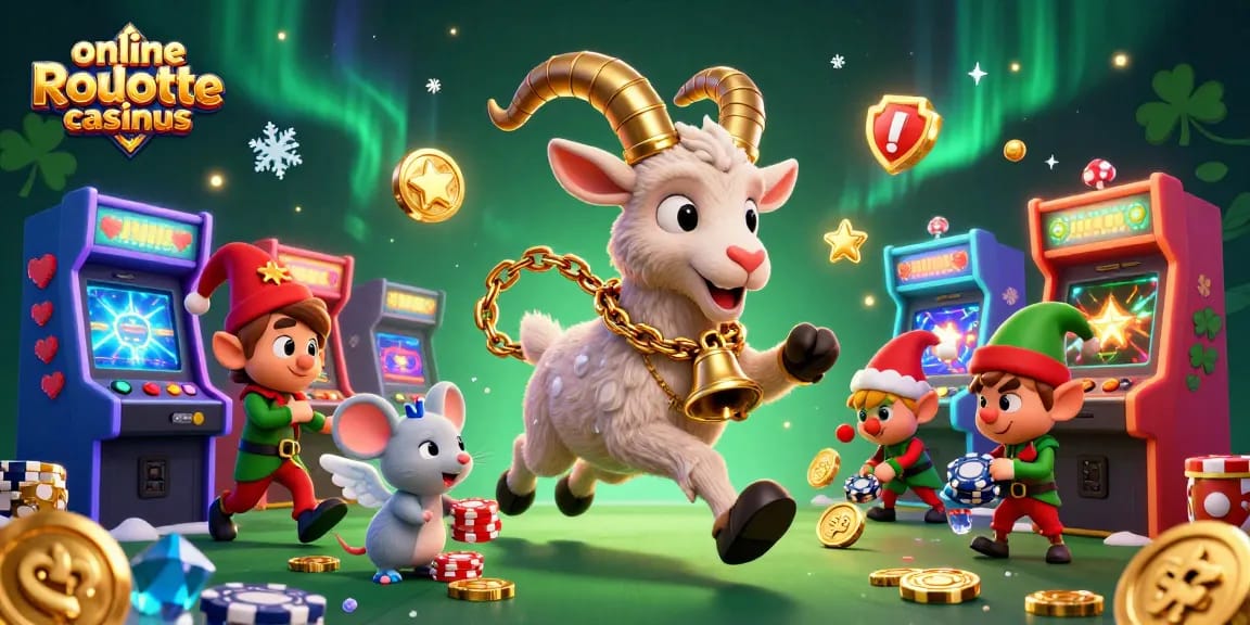 Experience thrilling fun at the online roulette casinous with our festive gaming illustration.
