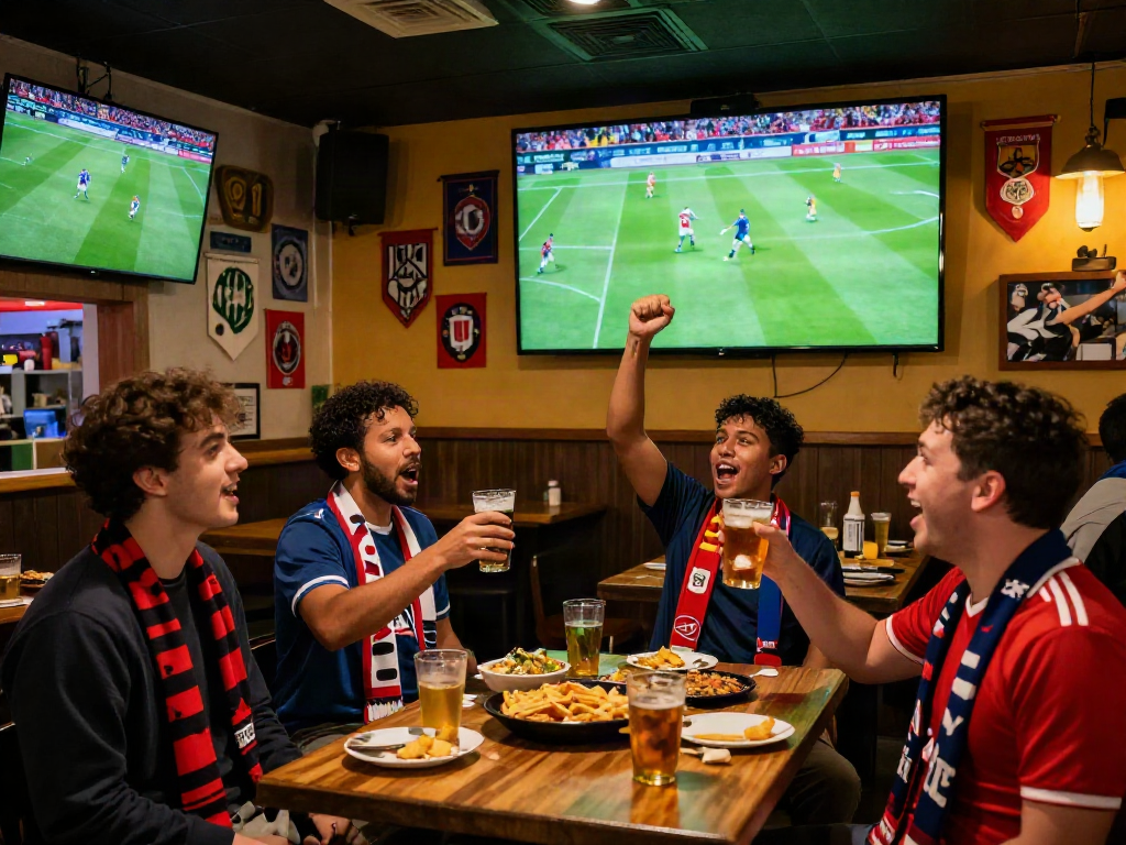 Dynamic football fans cheering at GavangTV viewing party