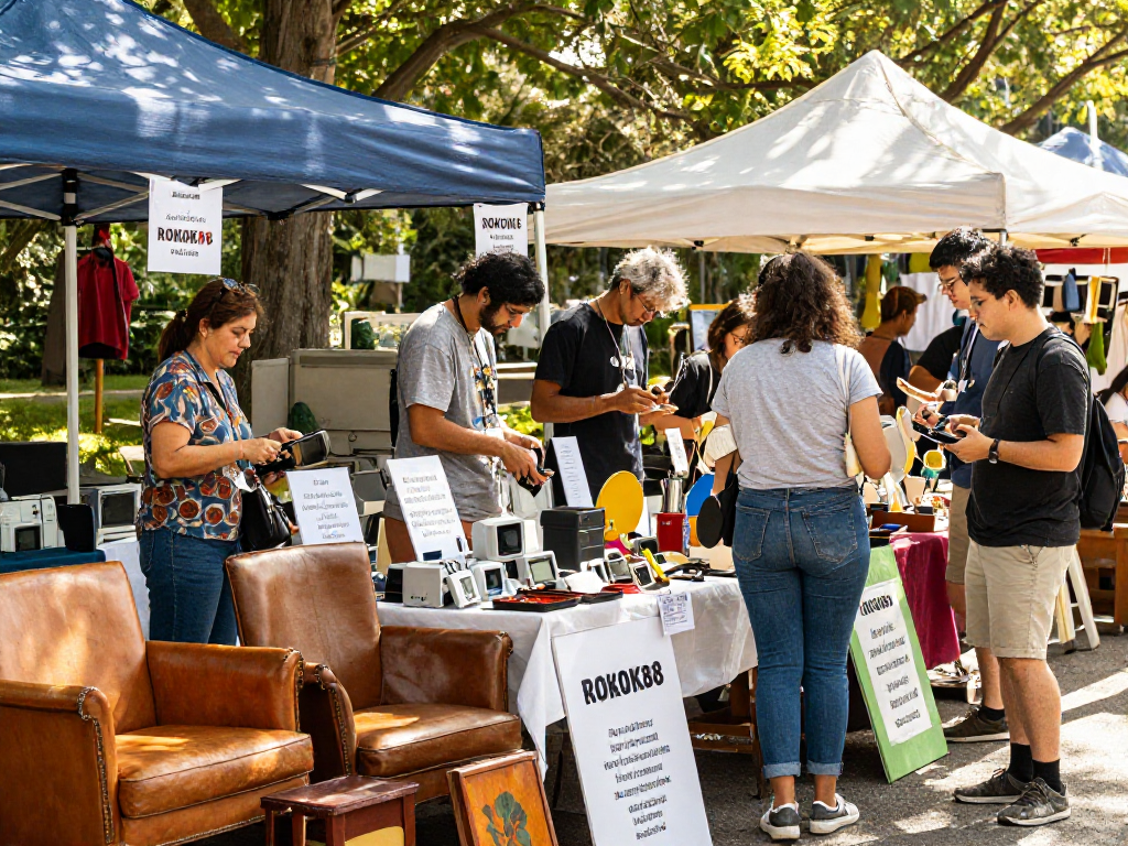 Discovering unique treasures at ROKOK88's vibrant flea market, showcasing the value of second-hand goods.