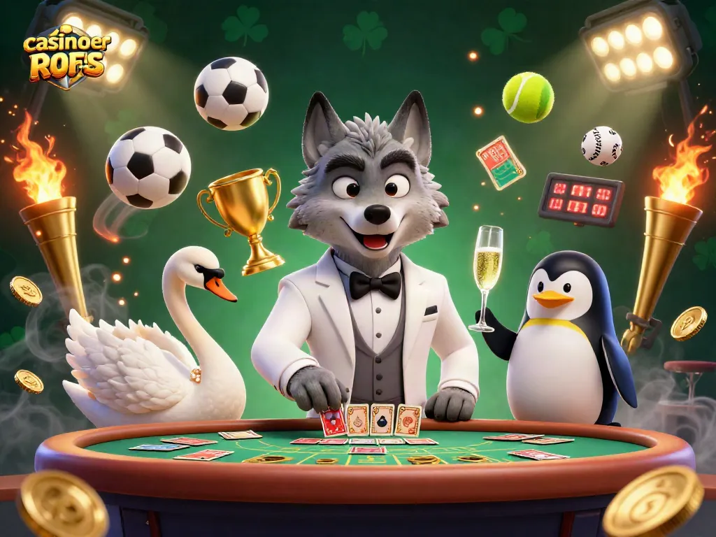 Engage in casinoer uden ROFUS with 3D characters in a vibrant gambling scene of elegance and excitement.