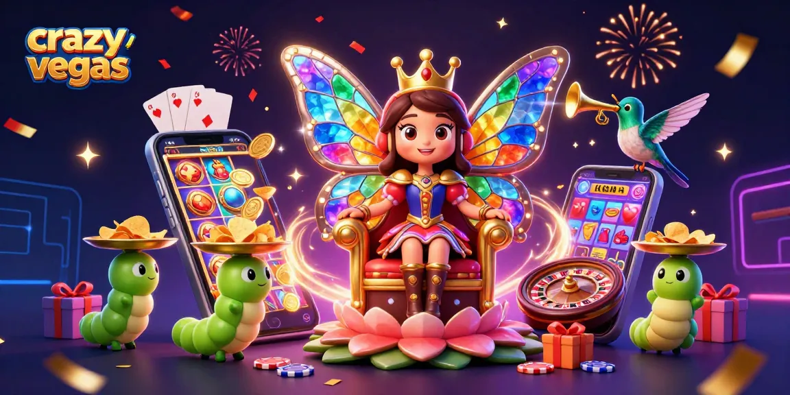 Play slots with exclusive offers at crazyvegas, featuring colorful 3D casino elements and dynamic designs.