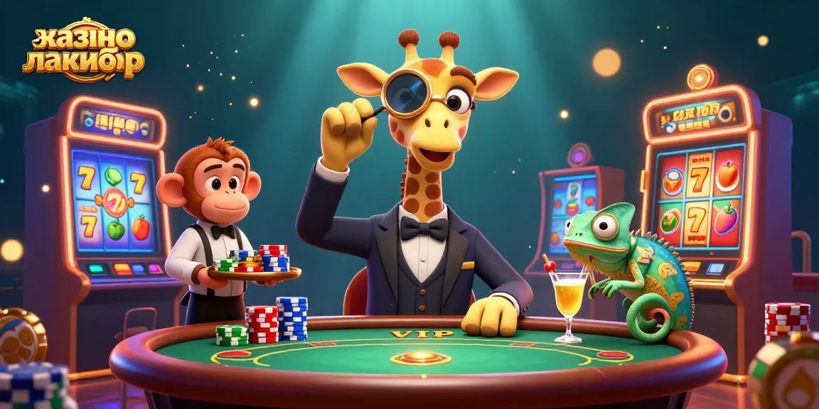 Play slots at казино лакибир with high-roller giraffe, engaging casino characters.